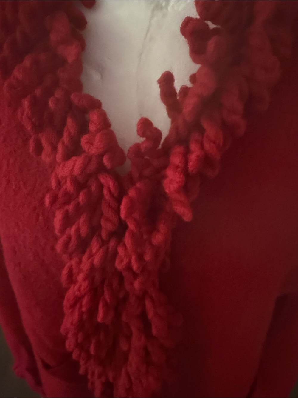 Talbots Red Ruffle-Trim Wool Cardigan - Picture 10 of 15